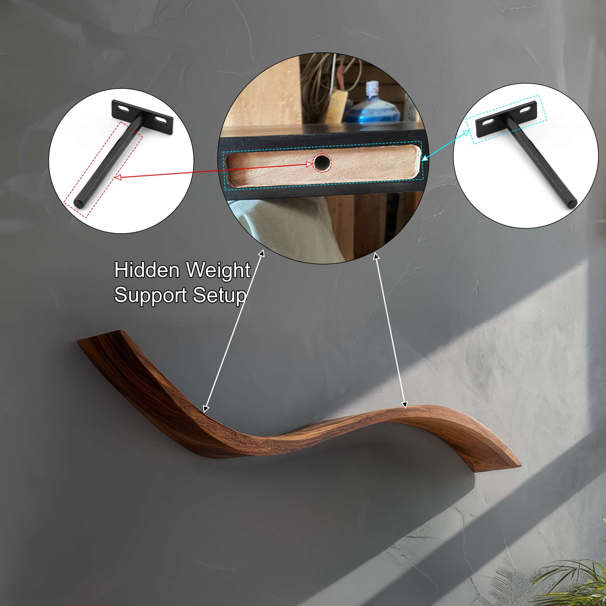 Seranova Sculpted Solid Wood Floating Shelf SPA204503