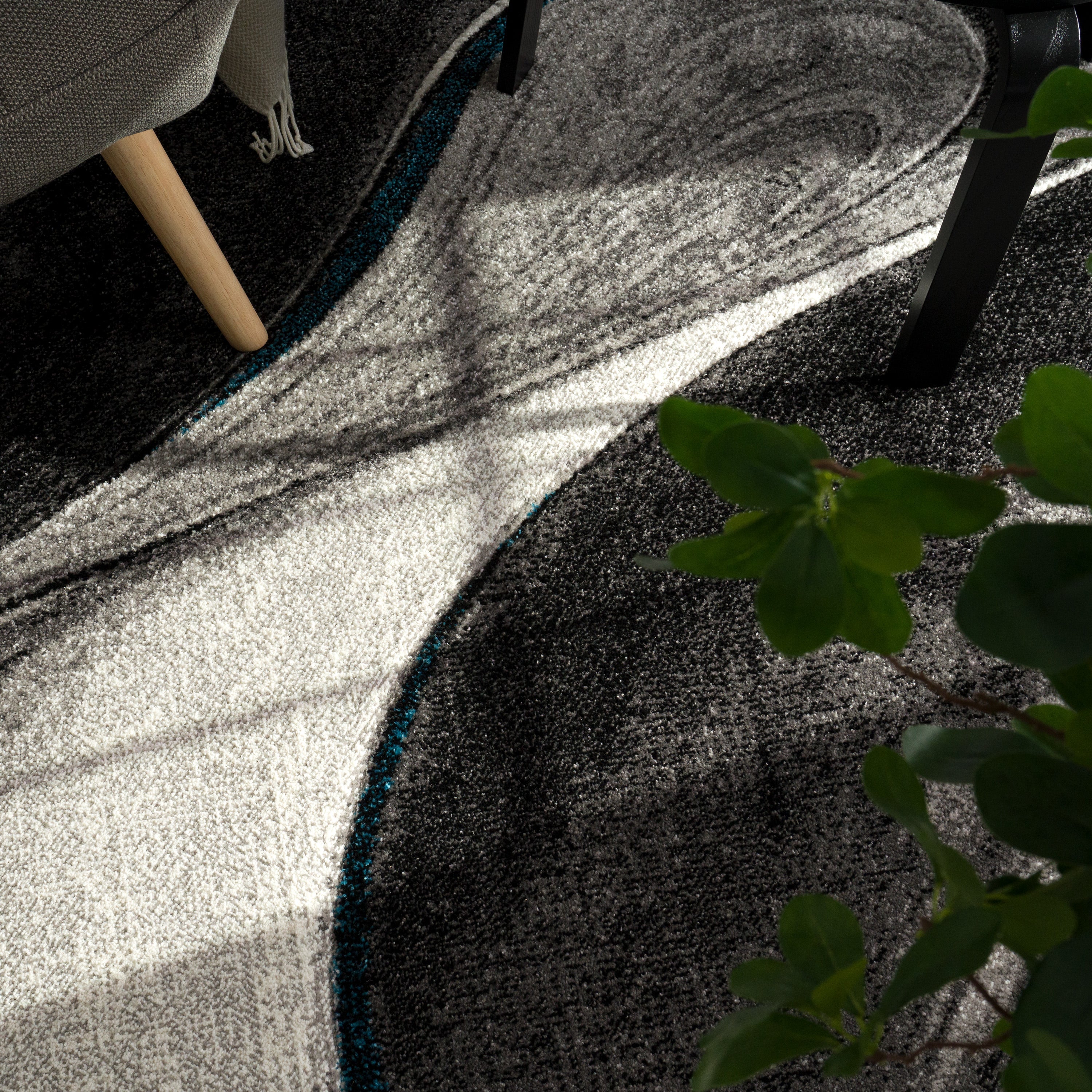 Modern Living Room Rug Brilliance Abstract Design - Grey Blue