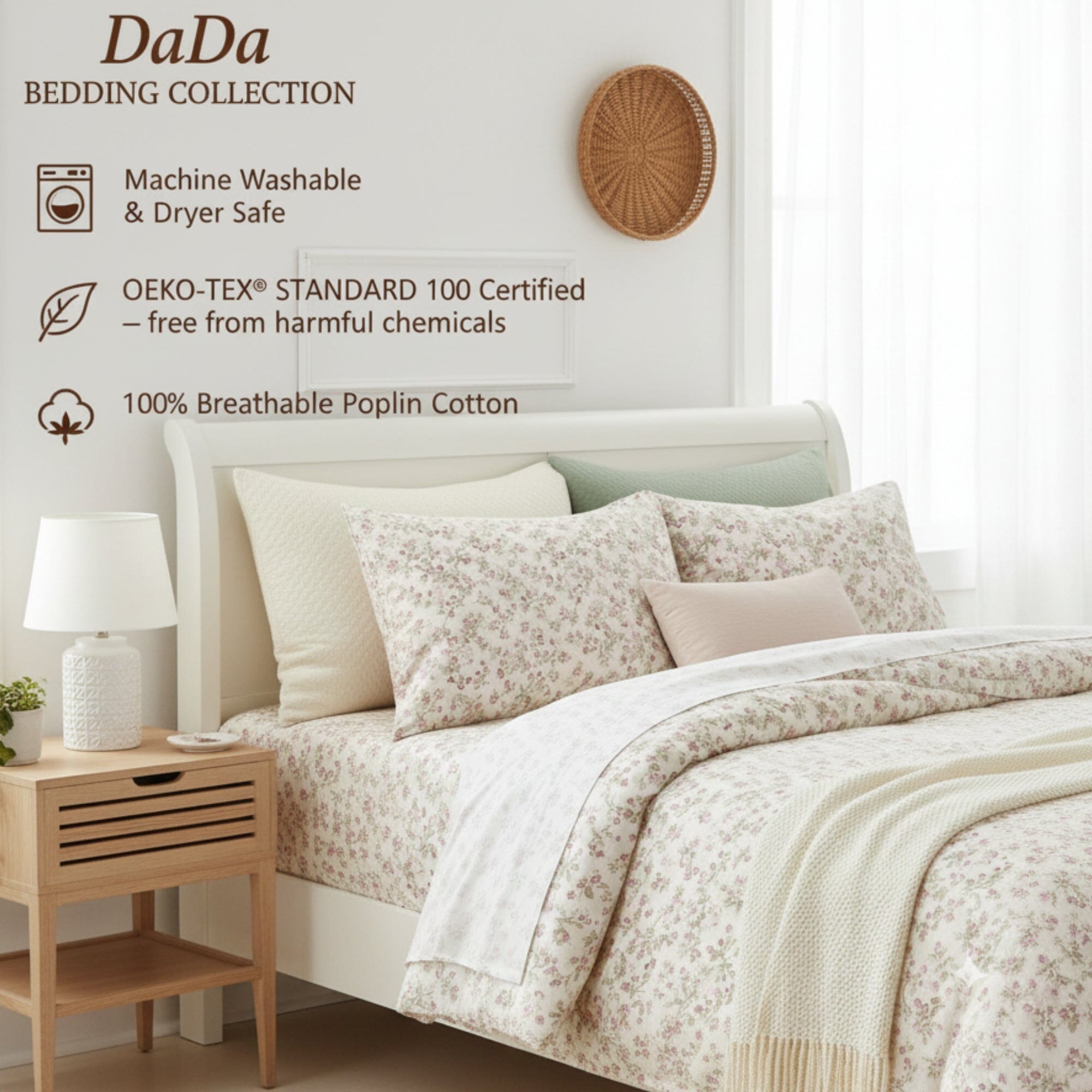 Romantic Coquette Cotton Sheet Set – Floral Deep Pocket Bedding