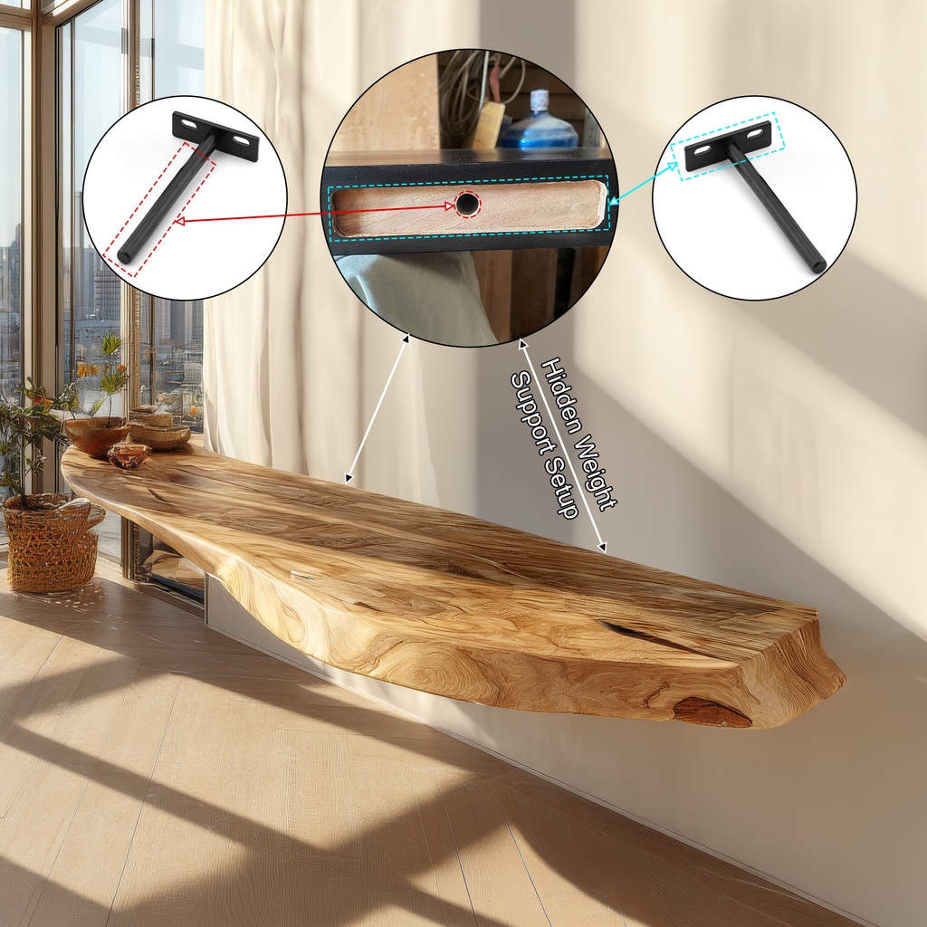Valenor Live Edge Solid Wood Floating Shelf SPA245642