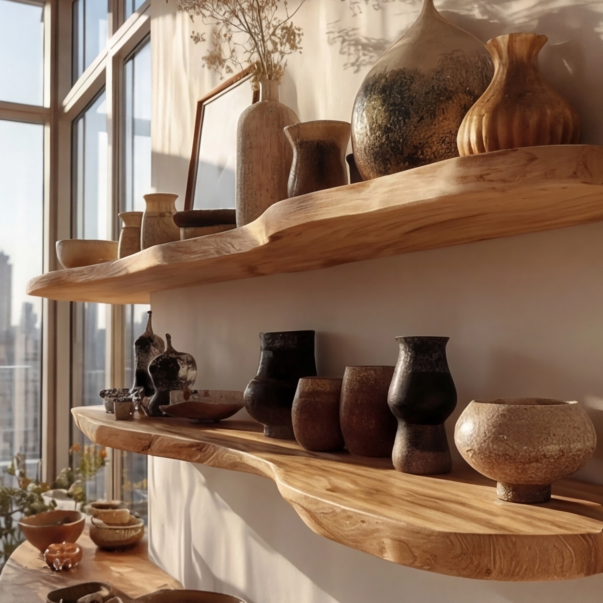 Valenor Live Edge Solid Wood Floating Shelf SPA245642