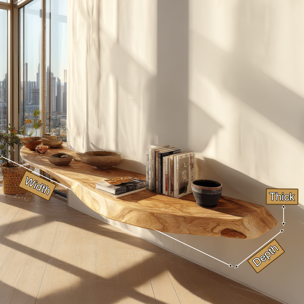 Valenor Live Edge Solid Wood Floating Shelf SPA245642