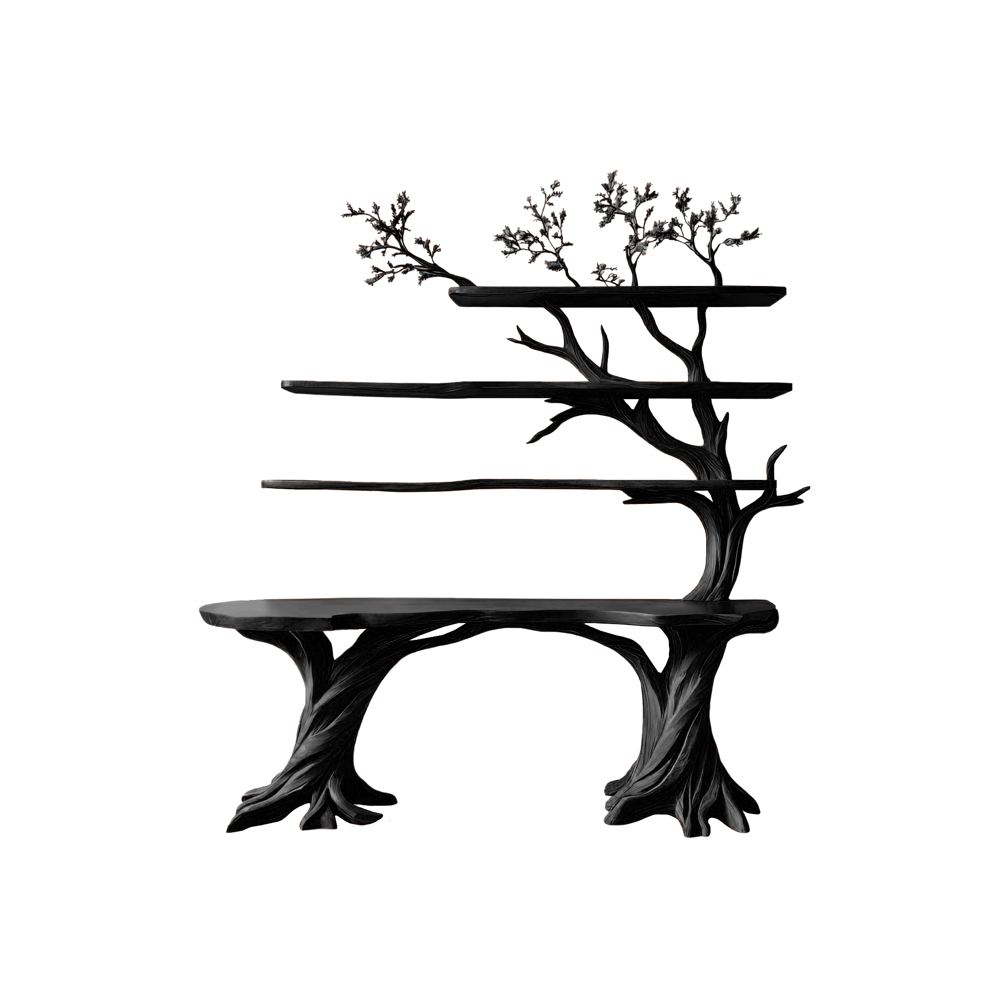 Valtheris Live Edge Solid Wood Console Table with Shelves