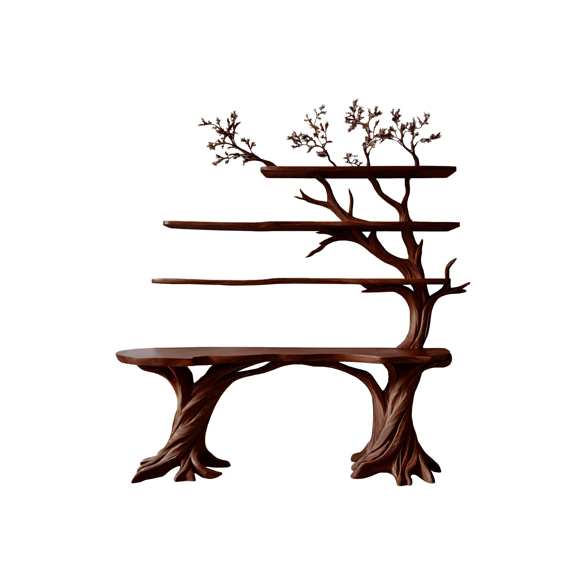 Valtheris Live Edge Solid Wood Console Table with Shelves