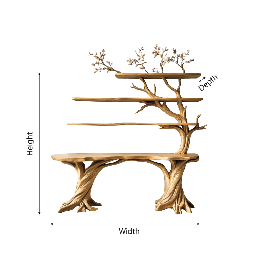 Valtheris Live Edge Solid Wood Console Table with Shelves