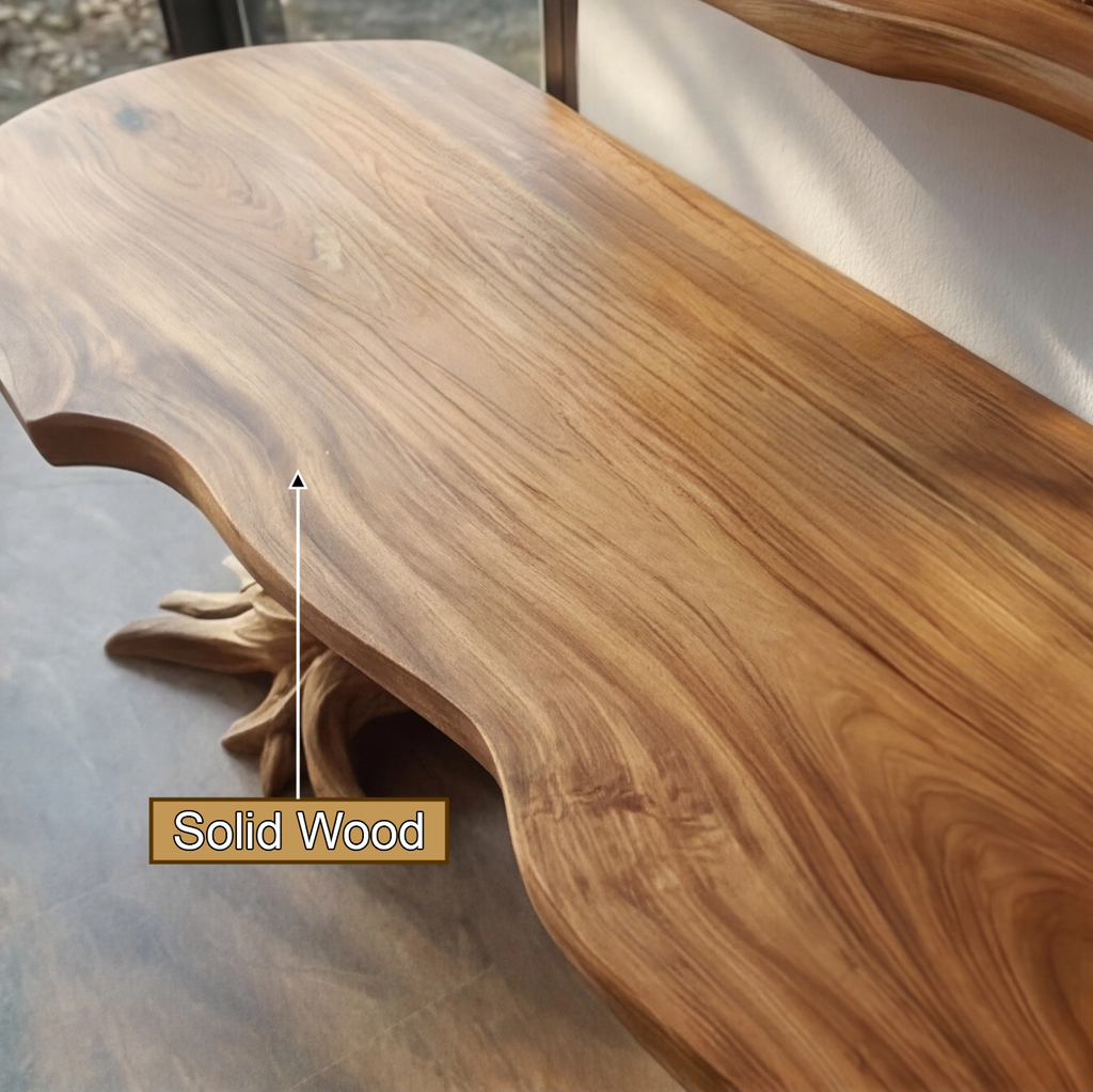 Valtheris Live Edge Solid Wood Console Table with Shelves