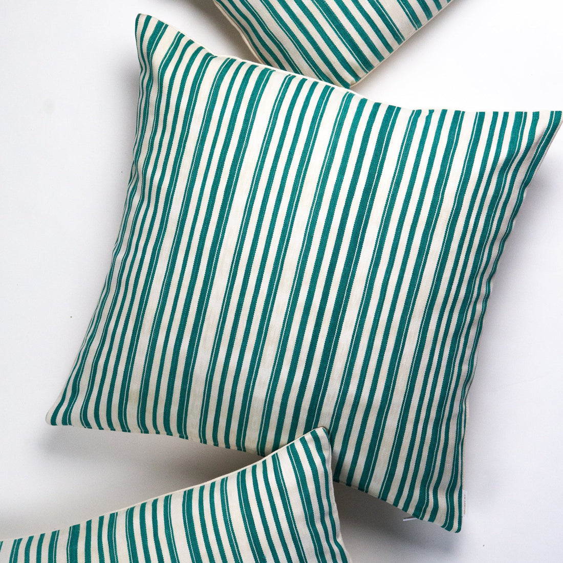 Vintage Jade Green Striped Pillow
