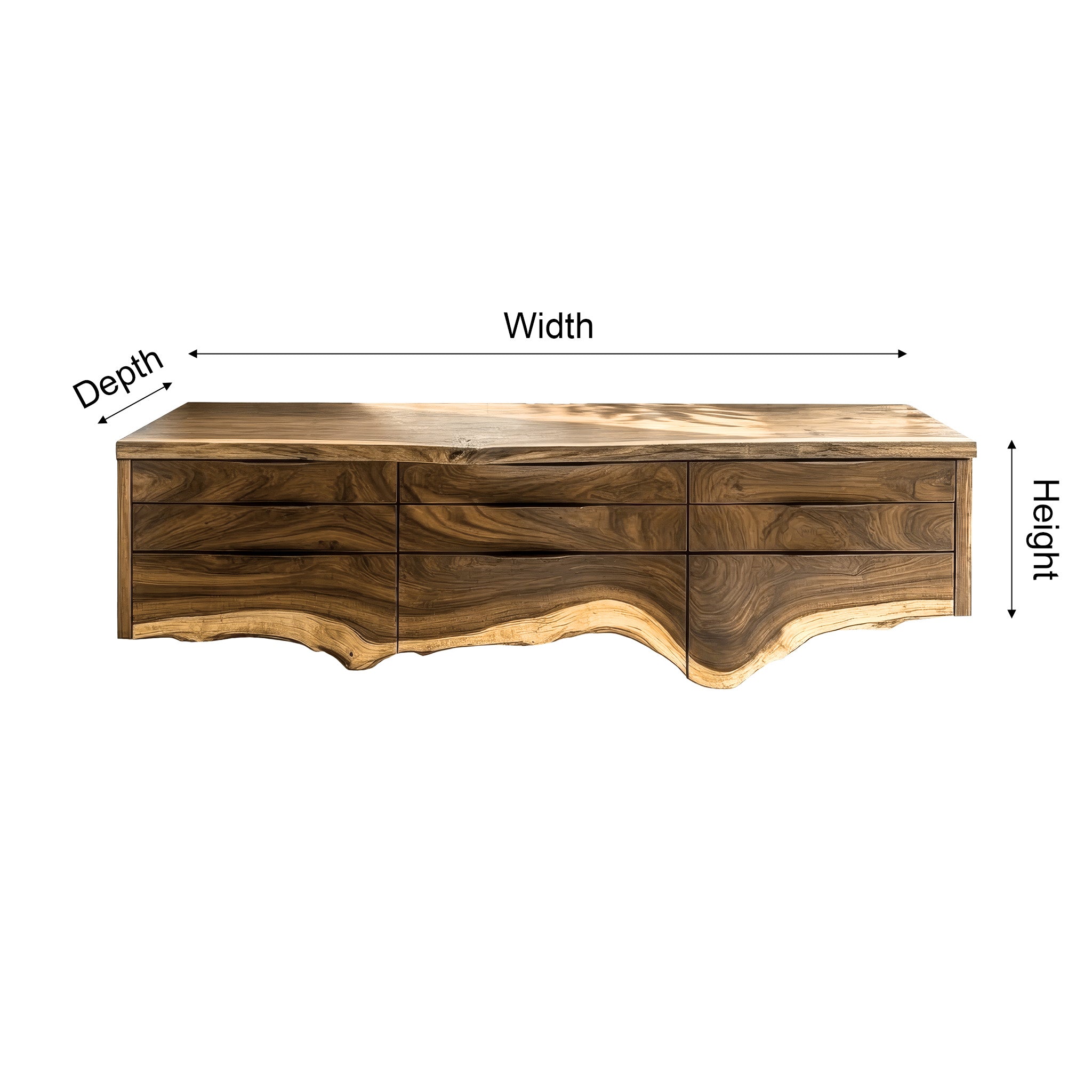 Virella Live Edge Solid Wood Floating Bathroom Vanity with Drawers