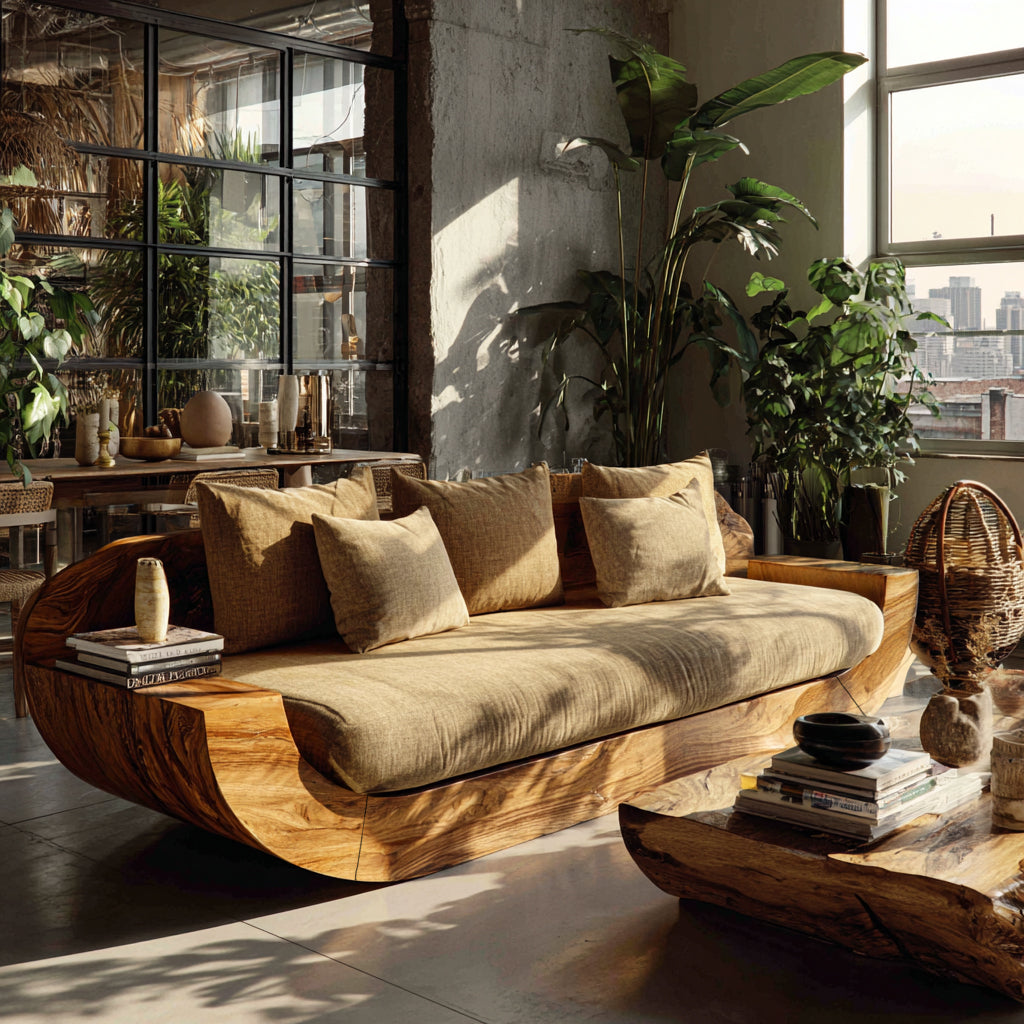 Vireza Sculpted Solid Wood Sofa
