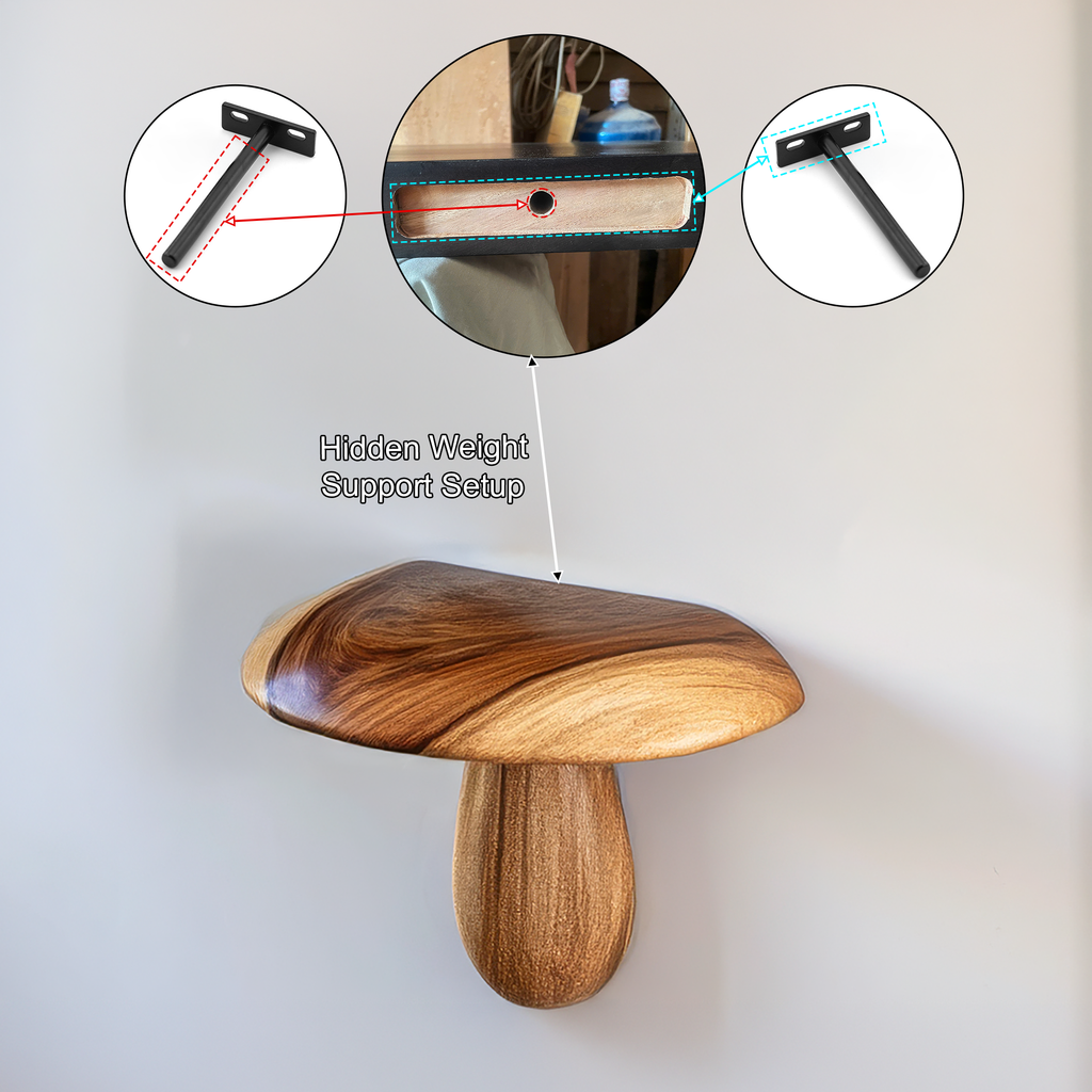 Zenvira Mushroom Solid Wood Floating Shelf SPA184760