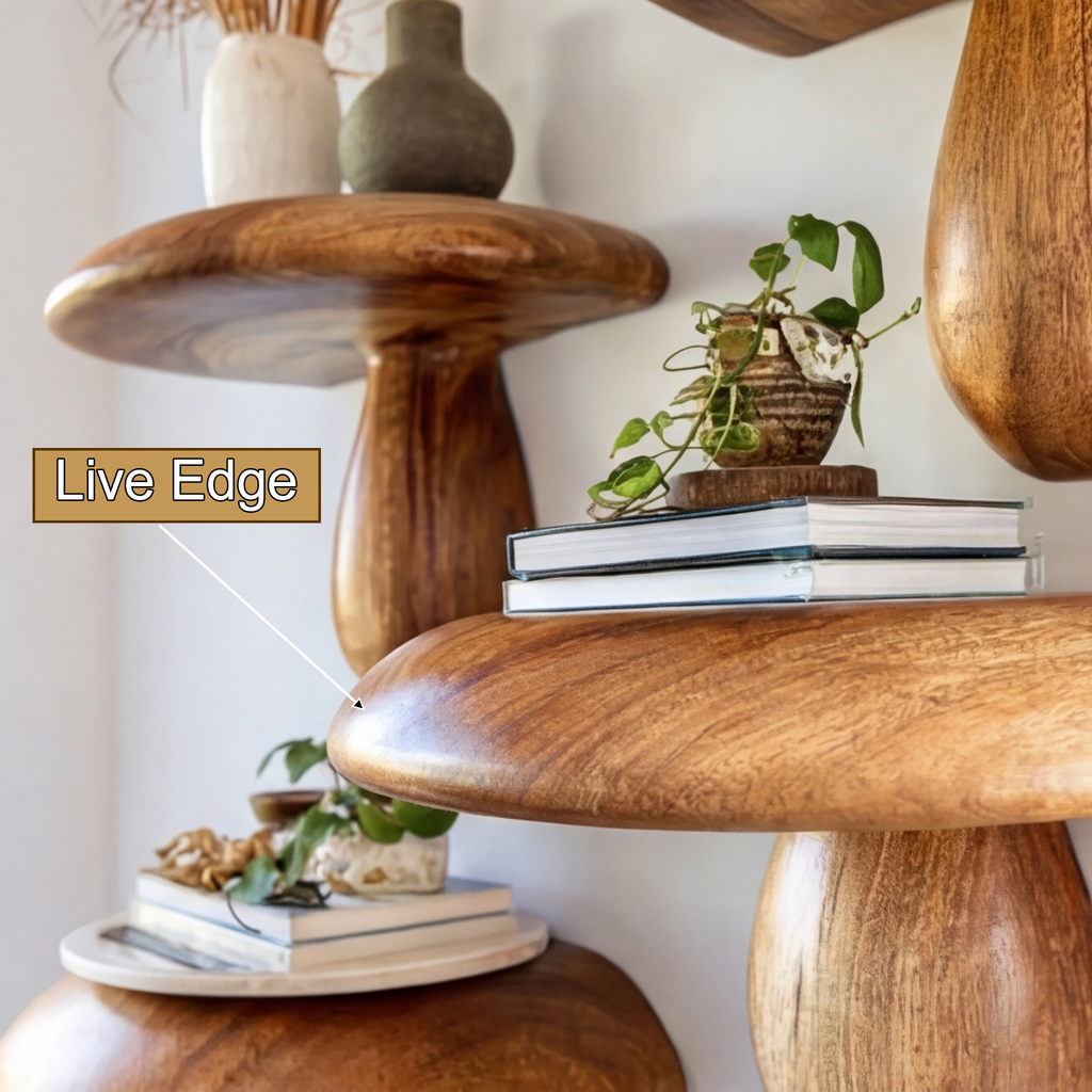 Zenvira Mushroom Solid Wood Floating Shelf SPA184760