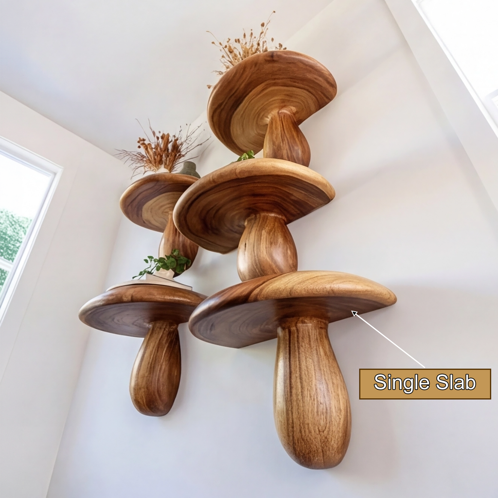 Zenvira Mushroom Solid Wood Floating Shelf SPA184760