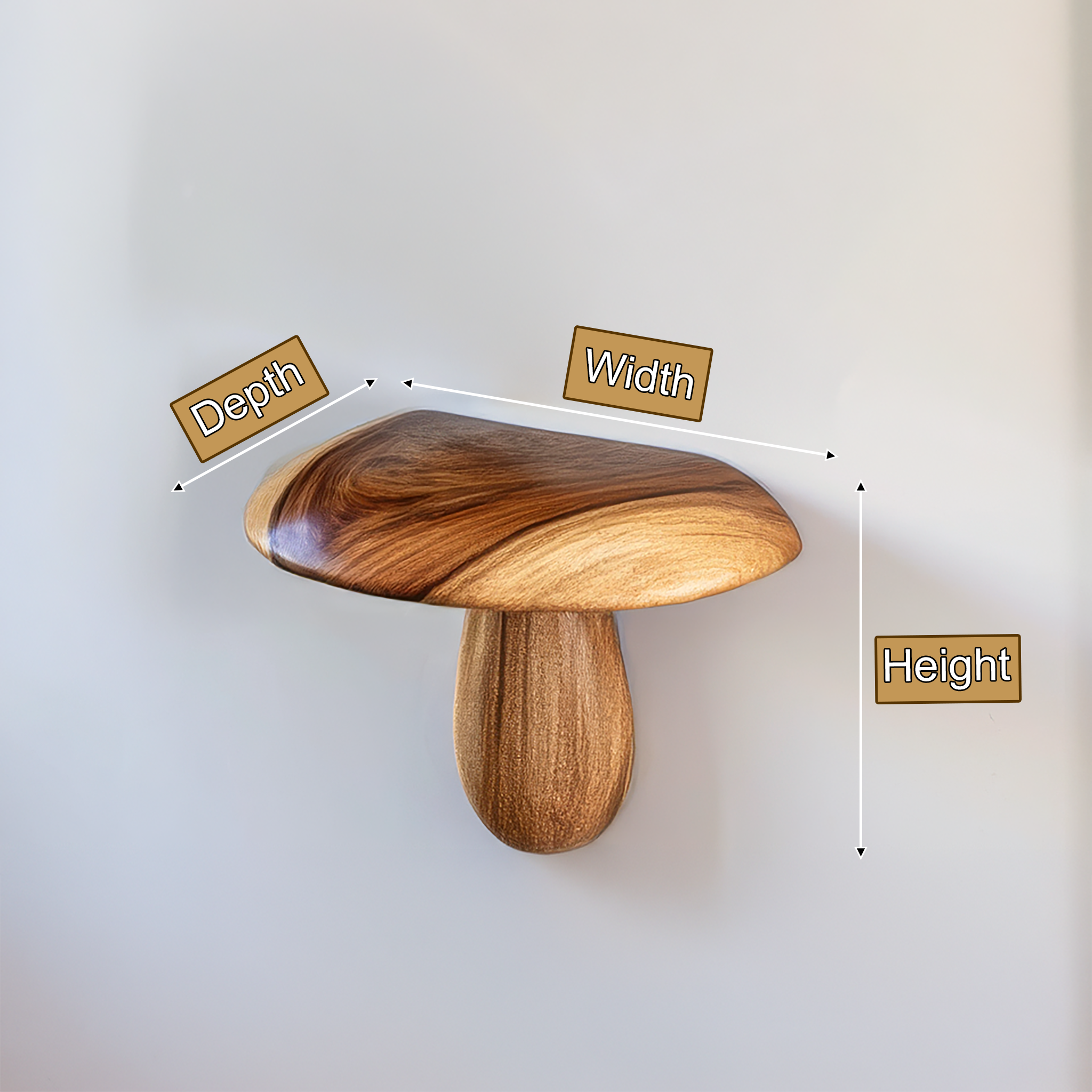Zenvira Mushroom Solid Wood Floating Shelf SPA184760