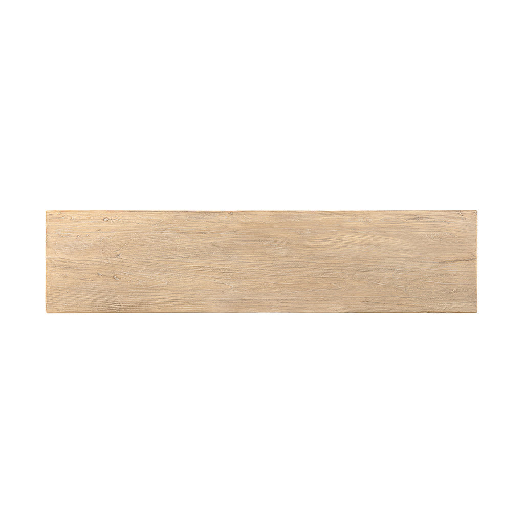 Calder 60' Solid Reclaimed Elm Plinth Console Table, Heritage Light Natural Brown