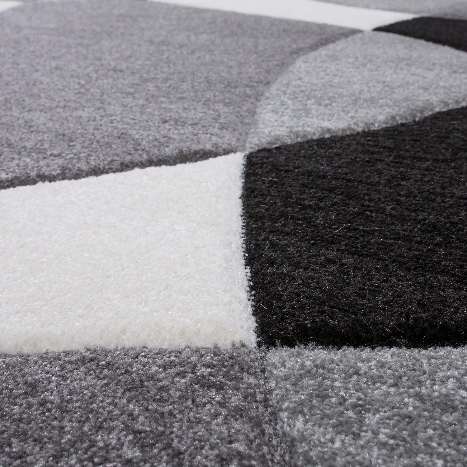 Area Rug Madeira Abstract Curved Pattern - Black White