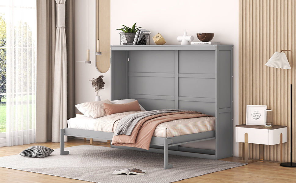 Full Size Gray Murphy Bed Wall Bed - Space Saving Solution