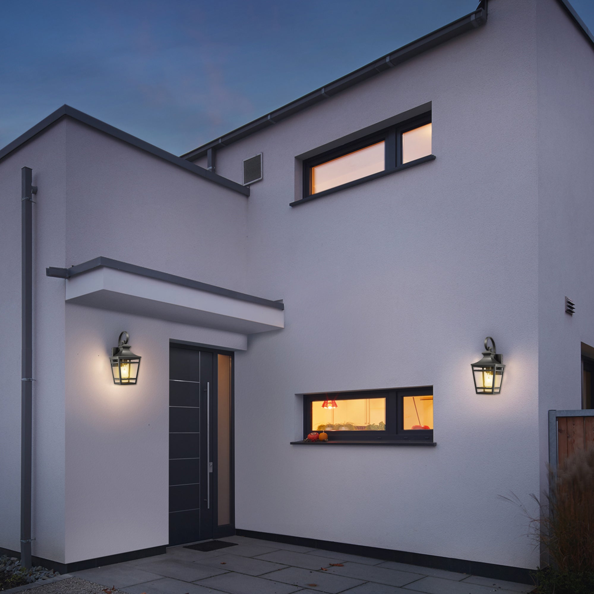 Large Outdoor Wall Lights for House - 16.5 Inch Black Aluminum