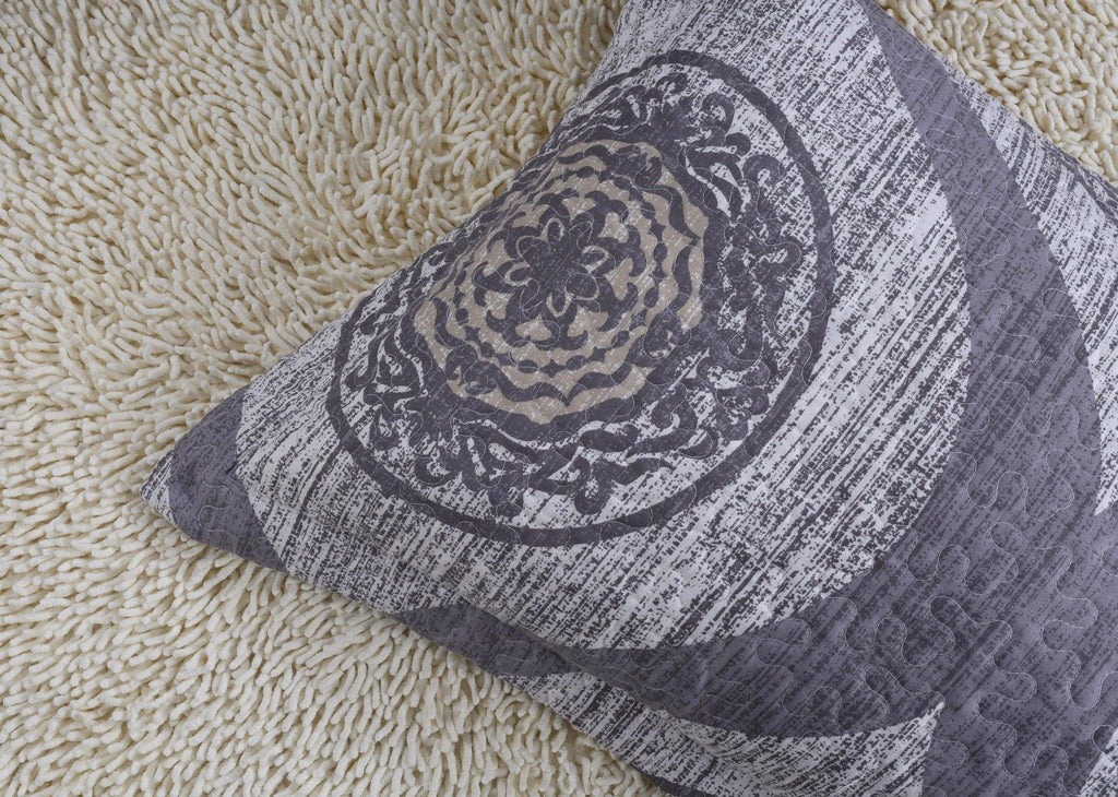 Rustic Grey Mosaic Reversible Quilted Bedspread Set (SD16299)