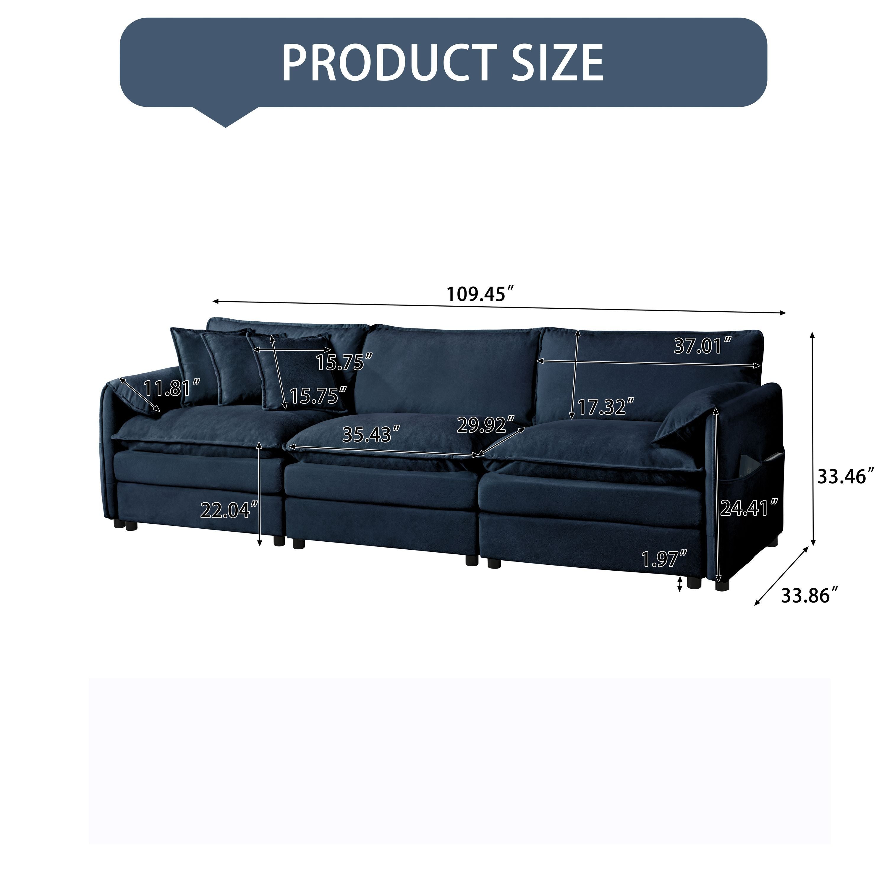 Modern Chenille Oversized Deep Seat Sectional Sofa