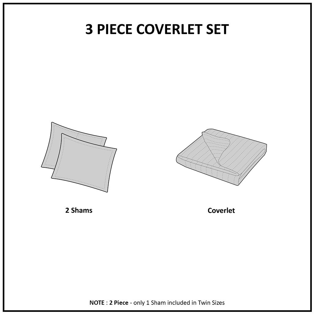 3 Piece Reversible Scalloped Edge Quilt Set Blush King/Cal King
