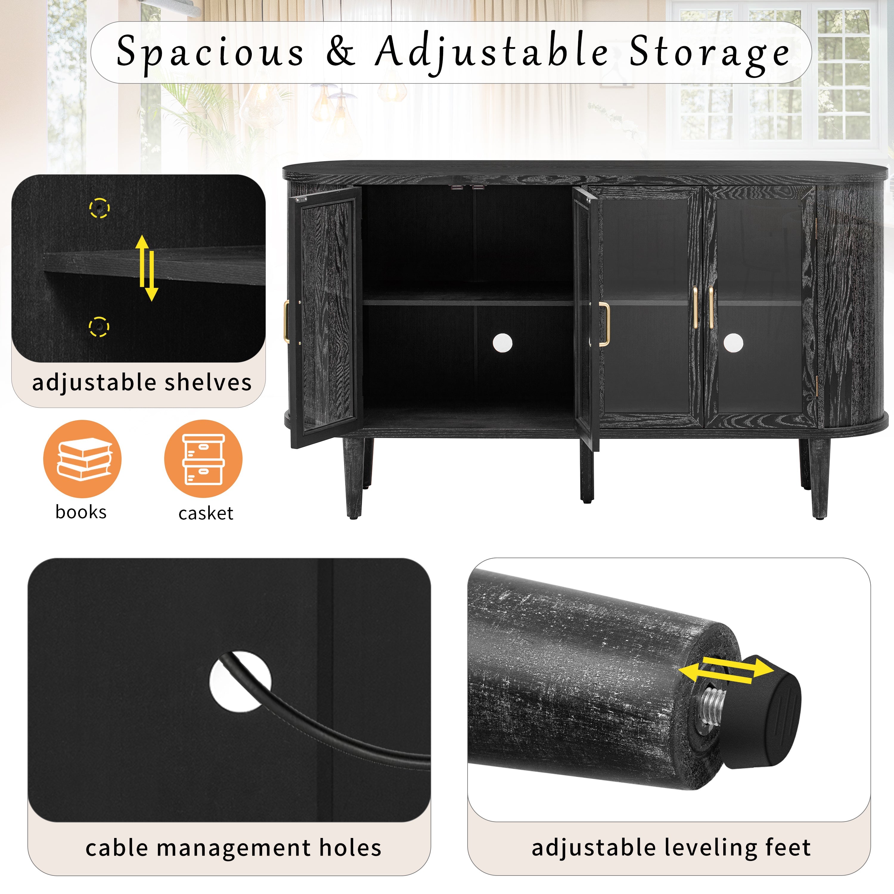 Farmhouse Sideboard Cabinet with Storage