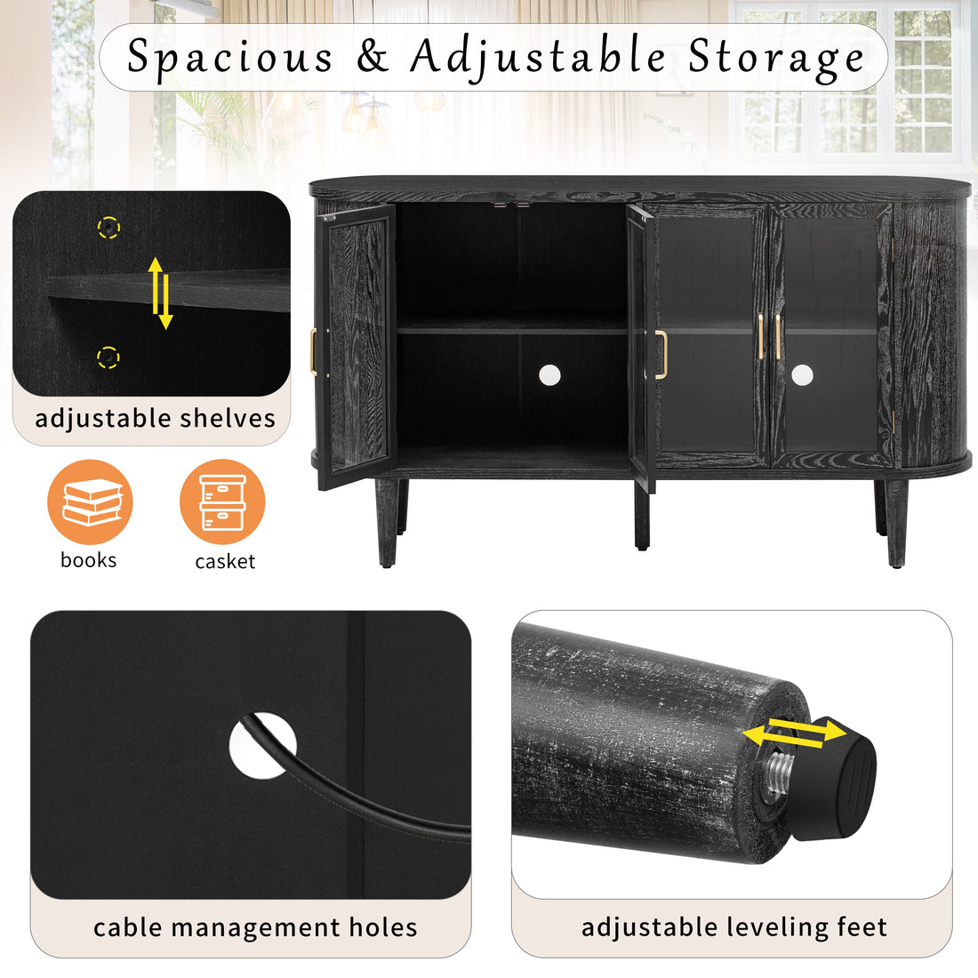 Farmhouse Sideboard Cabinet with Storage