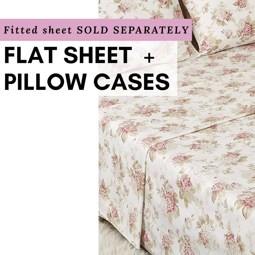 Hint of Mint Cottage Floral Cotton Flat Sheet Set – With Pillowcase (3036)