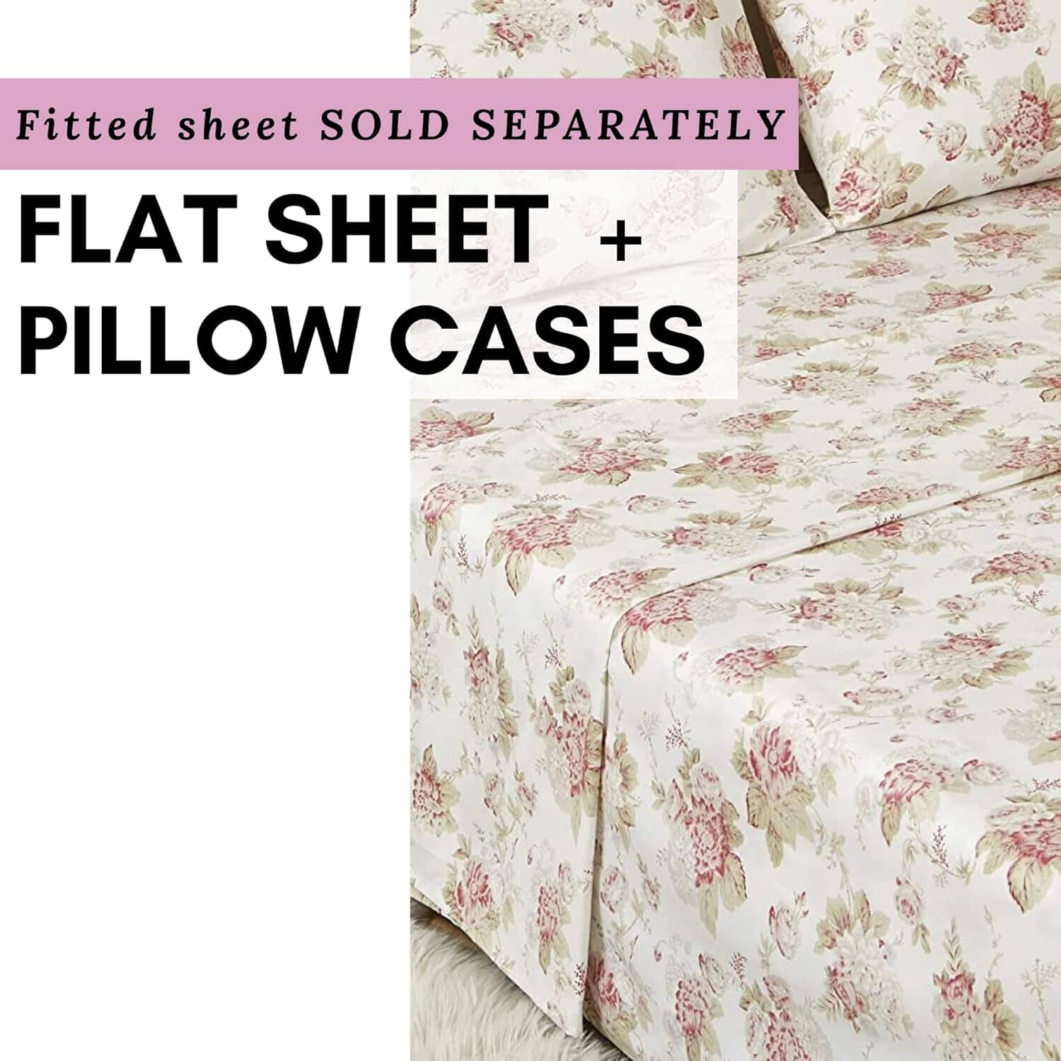Hint of Mint Cottage Floral Cotton Flat Sheet Set – With Pillowcase (3036)