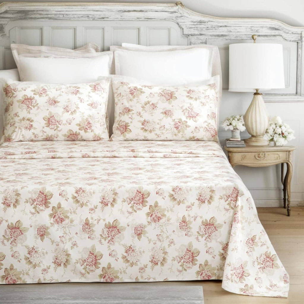 Hint of Mint Cottage Floral Cotton Flat Sheet Set – With Pillowcase (3036)