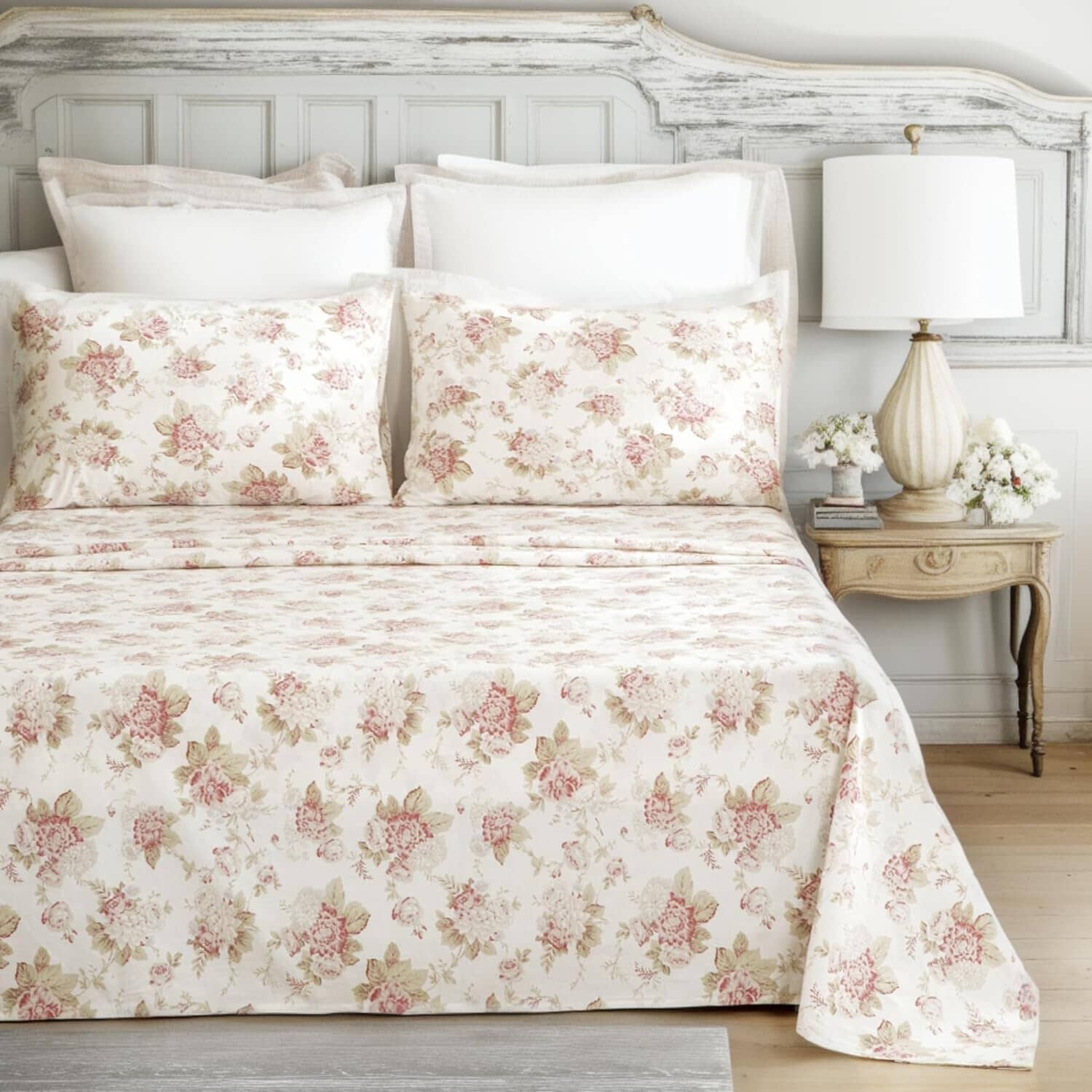 Hint of Mint Cottage Floral Cotton Flat Sheet Set – With Pillowcase (3036)