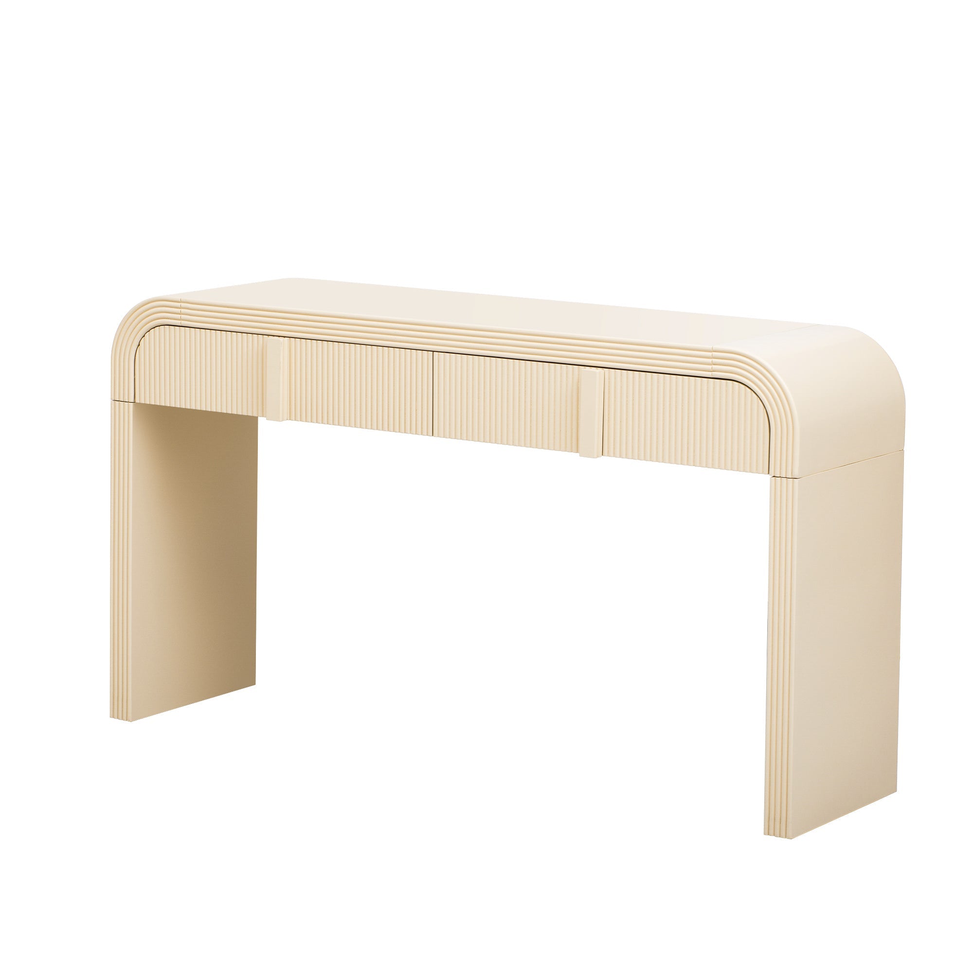 Entrance way tables, your 1st impression and convenience at hand. Modern Console Table with 2 Storage Drawers, Fluted Entryway Table with Rounded Silhouette for Hallway Living Room and Entryway (Apricot Cream)