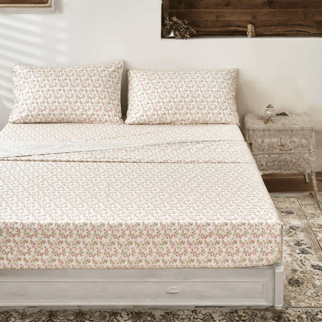 Romantic Coquette Cotton Sheet Set – Floral Deep Pocket Bedding
