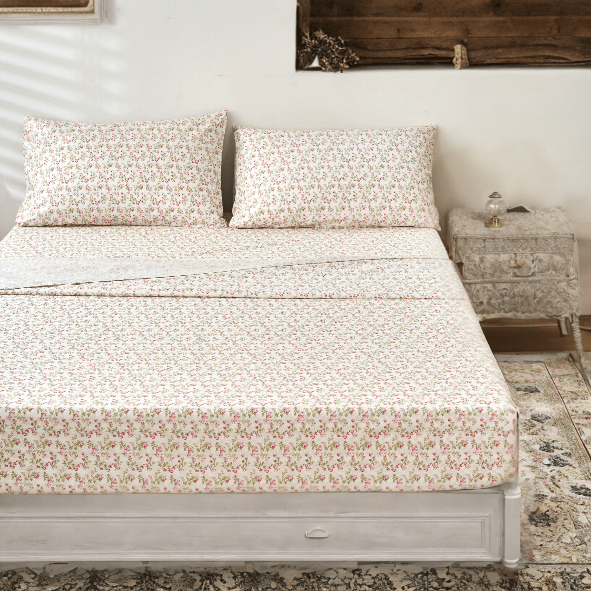 Romantic Coquette Cotton Sheet Set – Floral Deep Pocket Bedding
