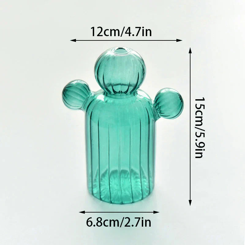 DecorBites™ Colorful Glass Cactus Vase for Home Decor