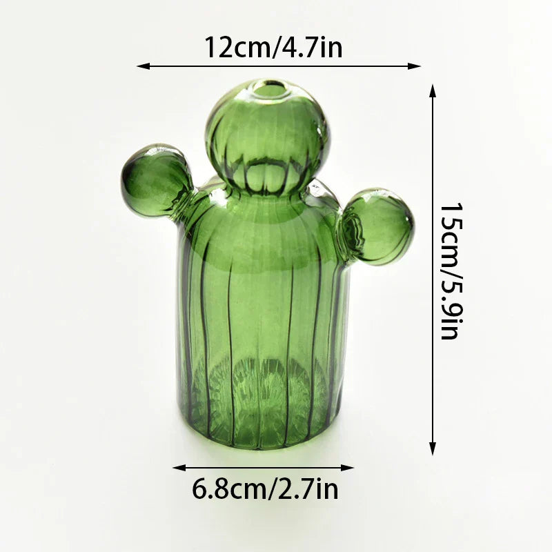 DecorBites™ Colorful Glass Cactus Vase for Home Decor