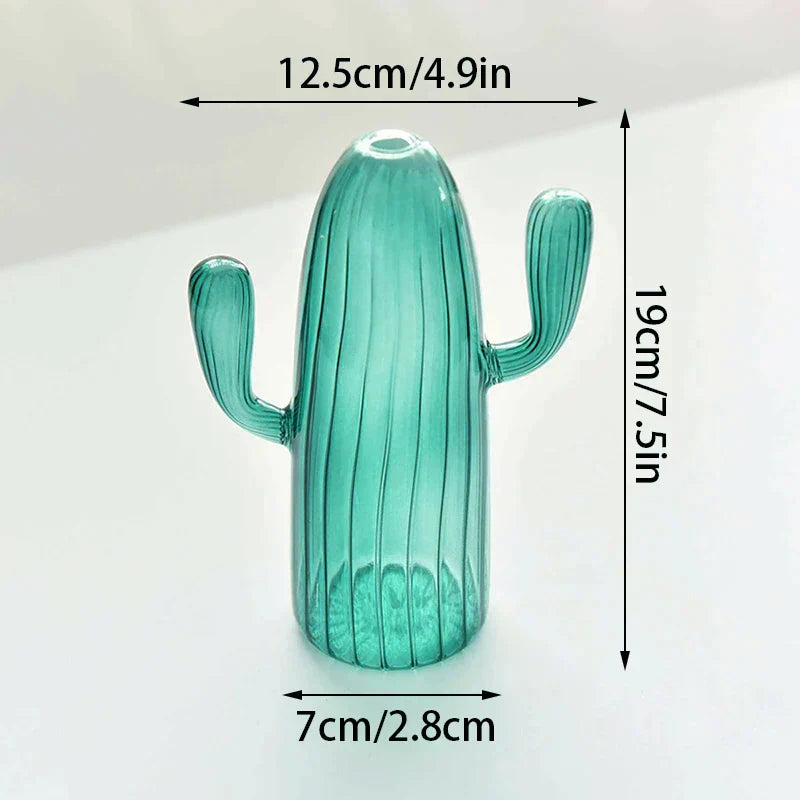 DecorBites™ Colorful Glass Cactus Vase for Home Decor
