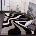 Designer Area Rug with Contour Cut and Modern Wave Pattern