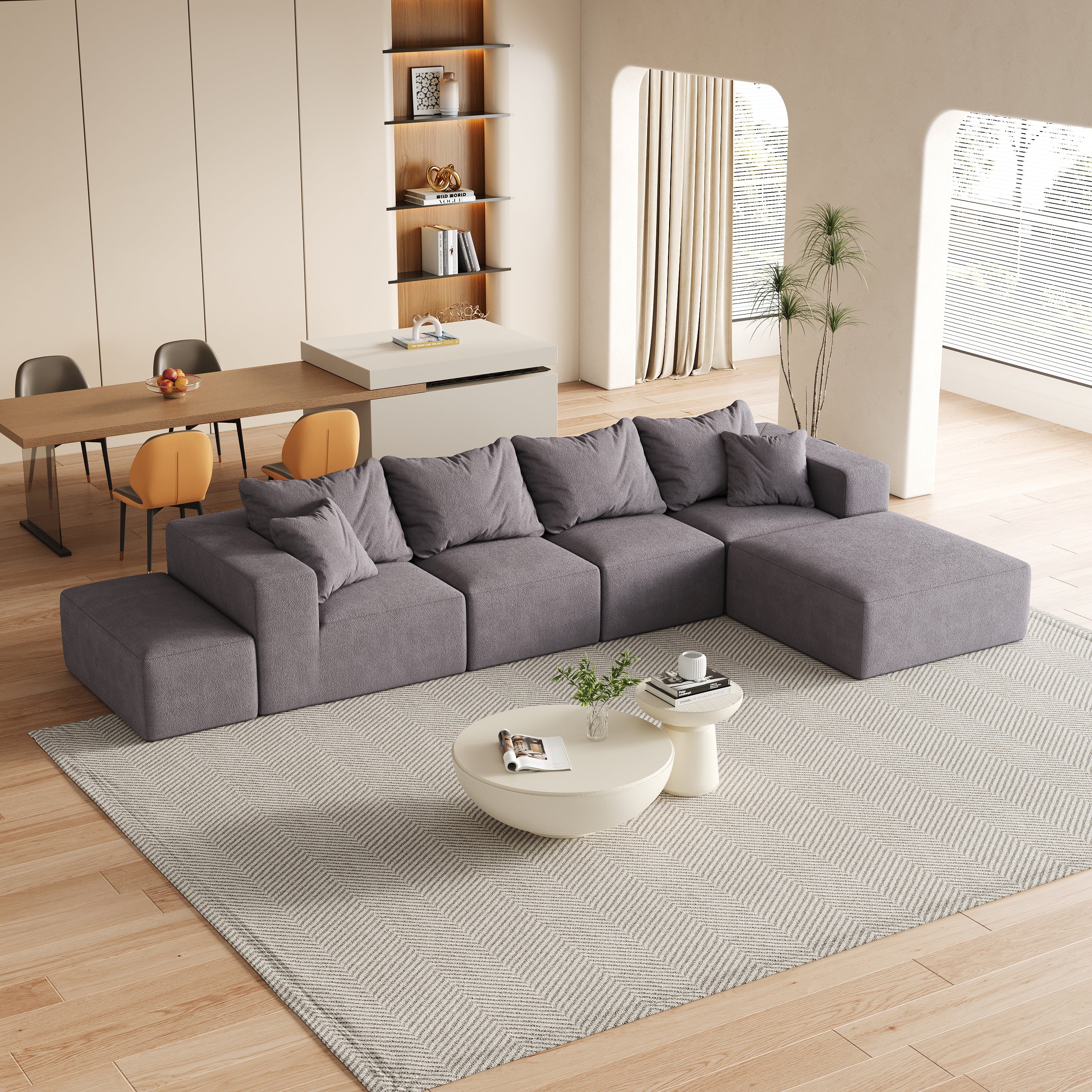 Modern Upholstered Sectional Boneless Couch Set