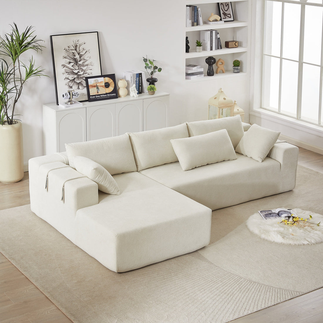 Modern Chenille Upholstered Sectional Sofa Couch Set