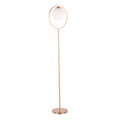 Moon Contemporary Floor Lamp in Gold Metal and Frosted Glass