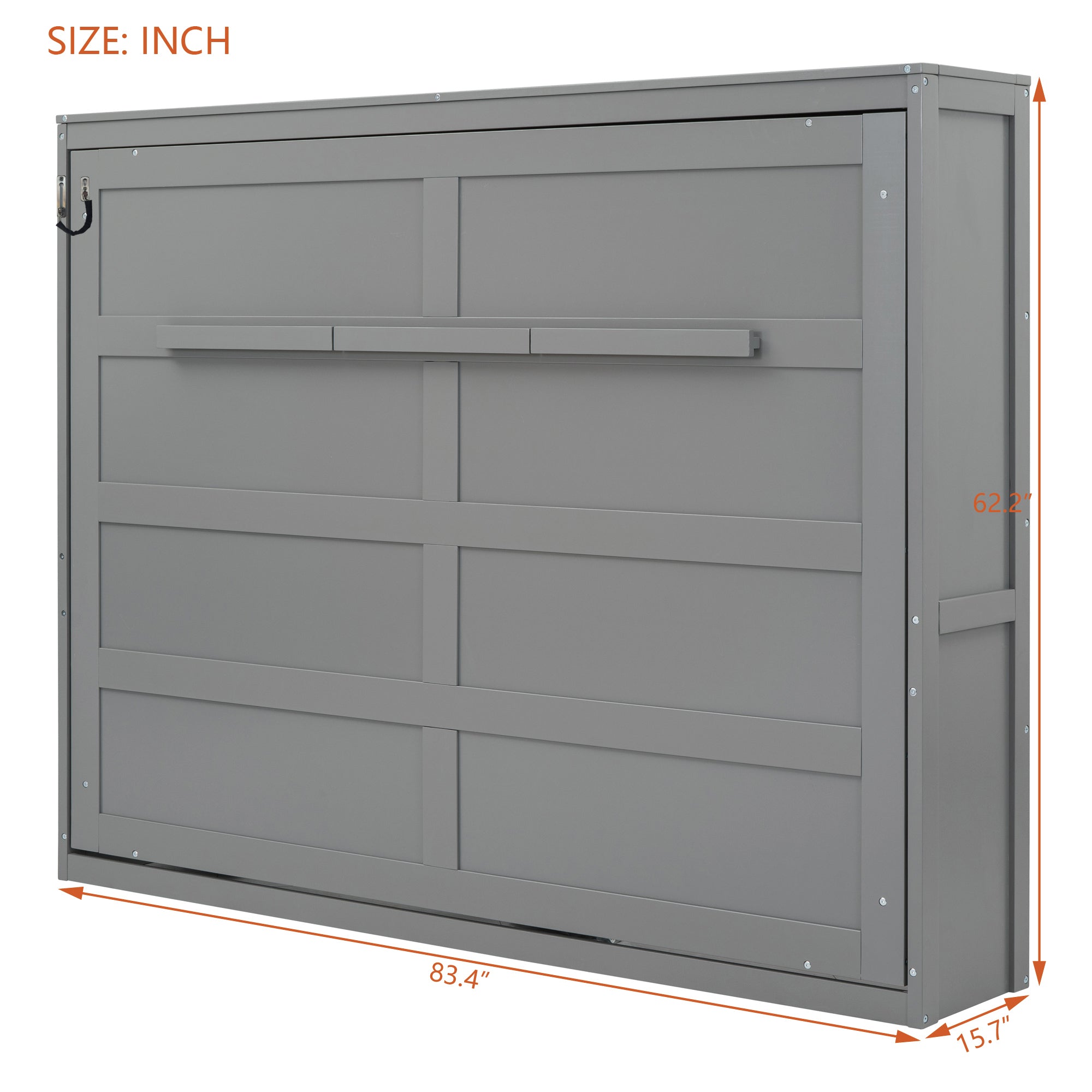 Full Size Gray Murphy Bed Wall Bed - Space Saving Solution