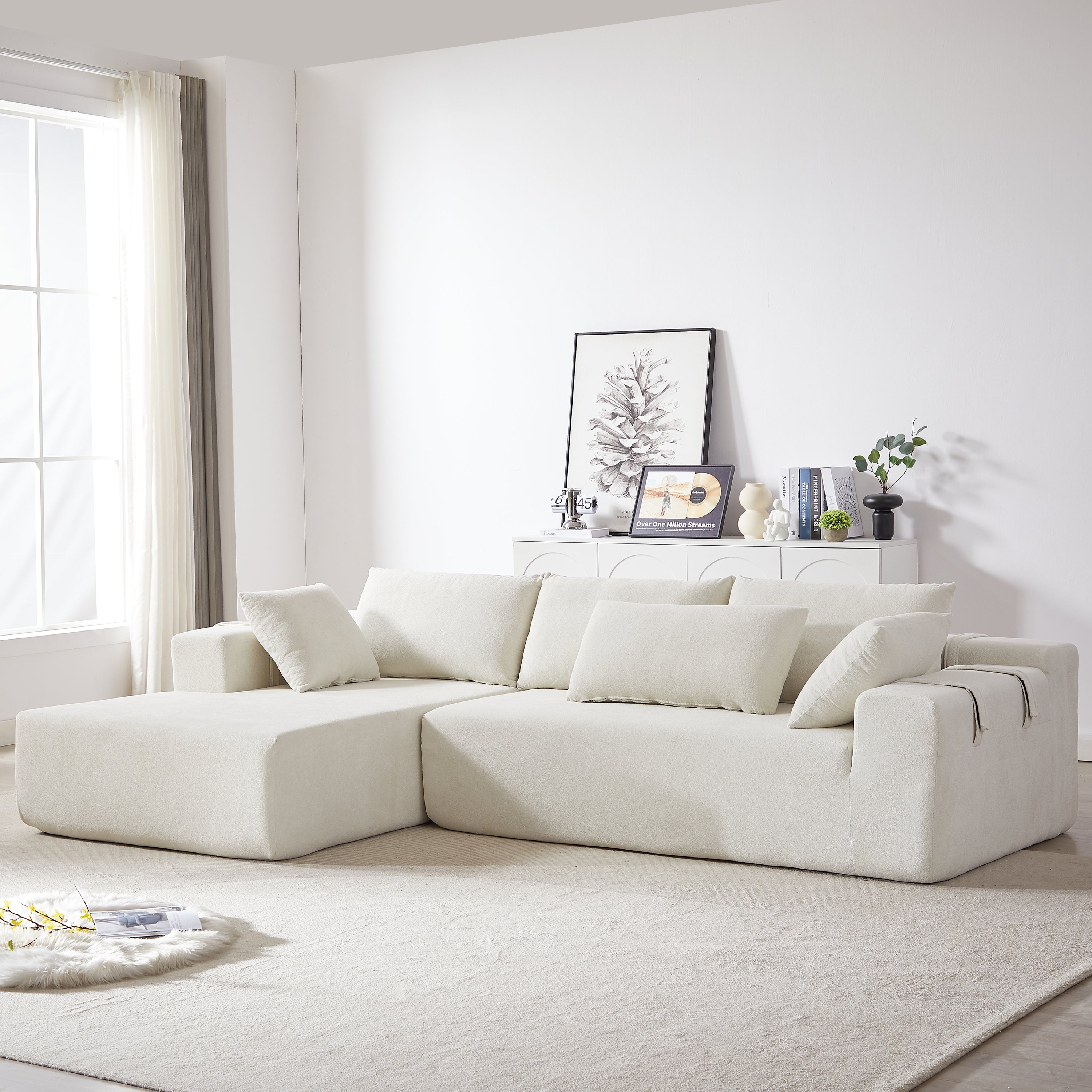 Modern Chenille Upholstered Sectional Sofa Couch Set