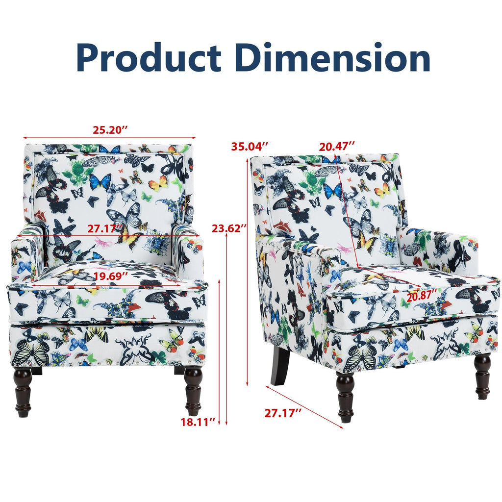Upholstered Accent Chair, Vintage Armchair with Linen Fabric and Nailhead Trim