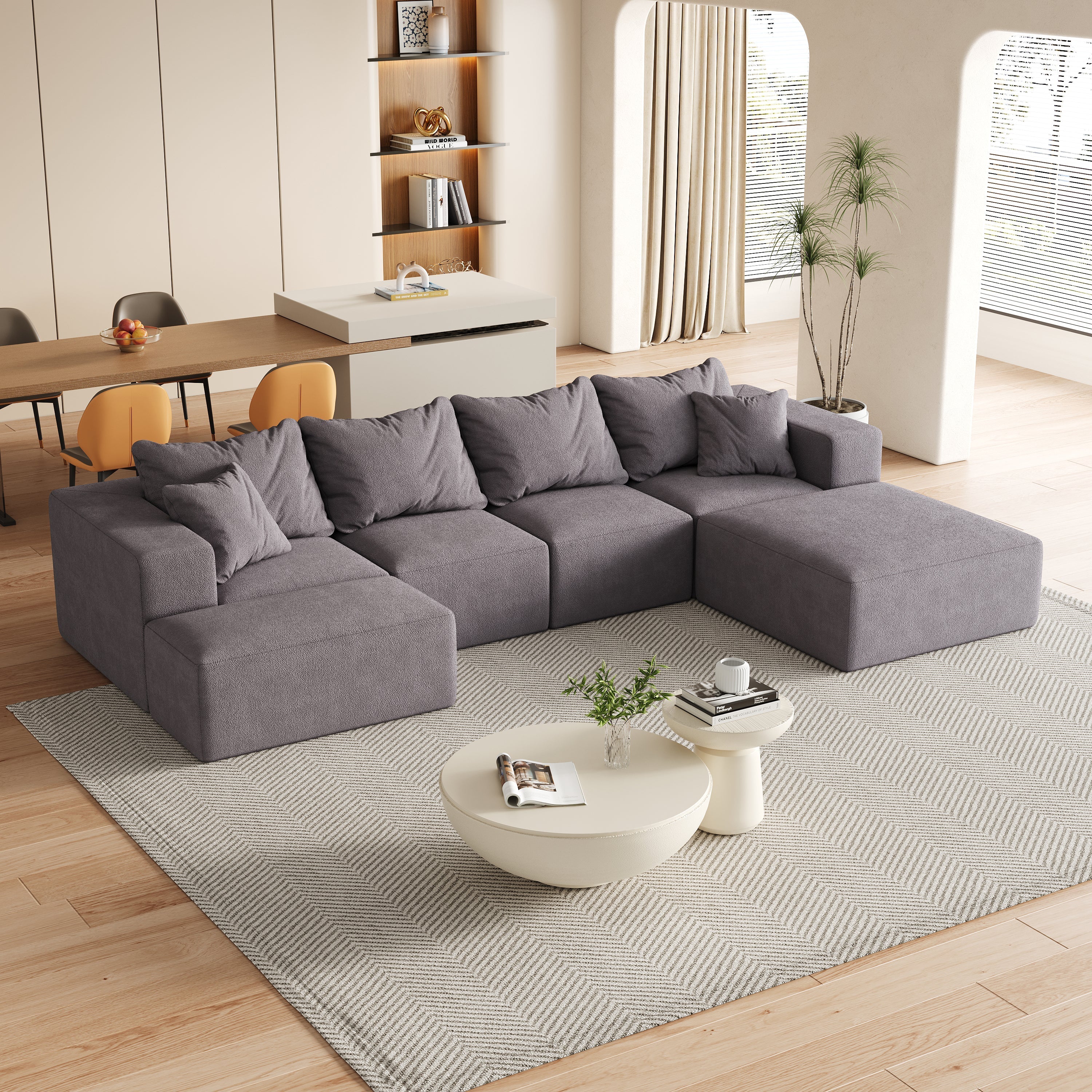 Modern Upholstered Sectional Boneless Couch Set