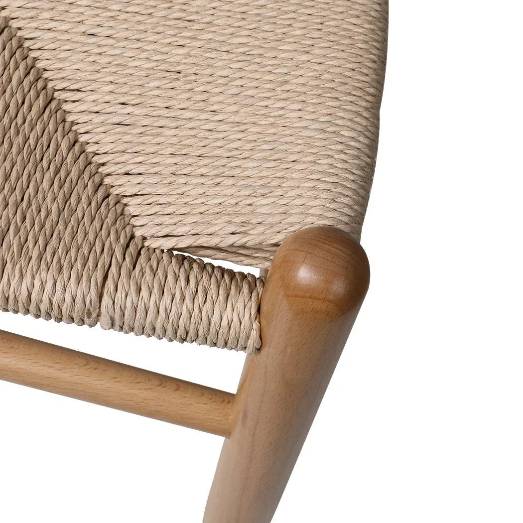 Set of 2 Dining Chairs Rattan Seat Side Chair Kitchen Wood Furniture