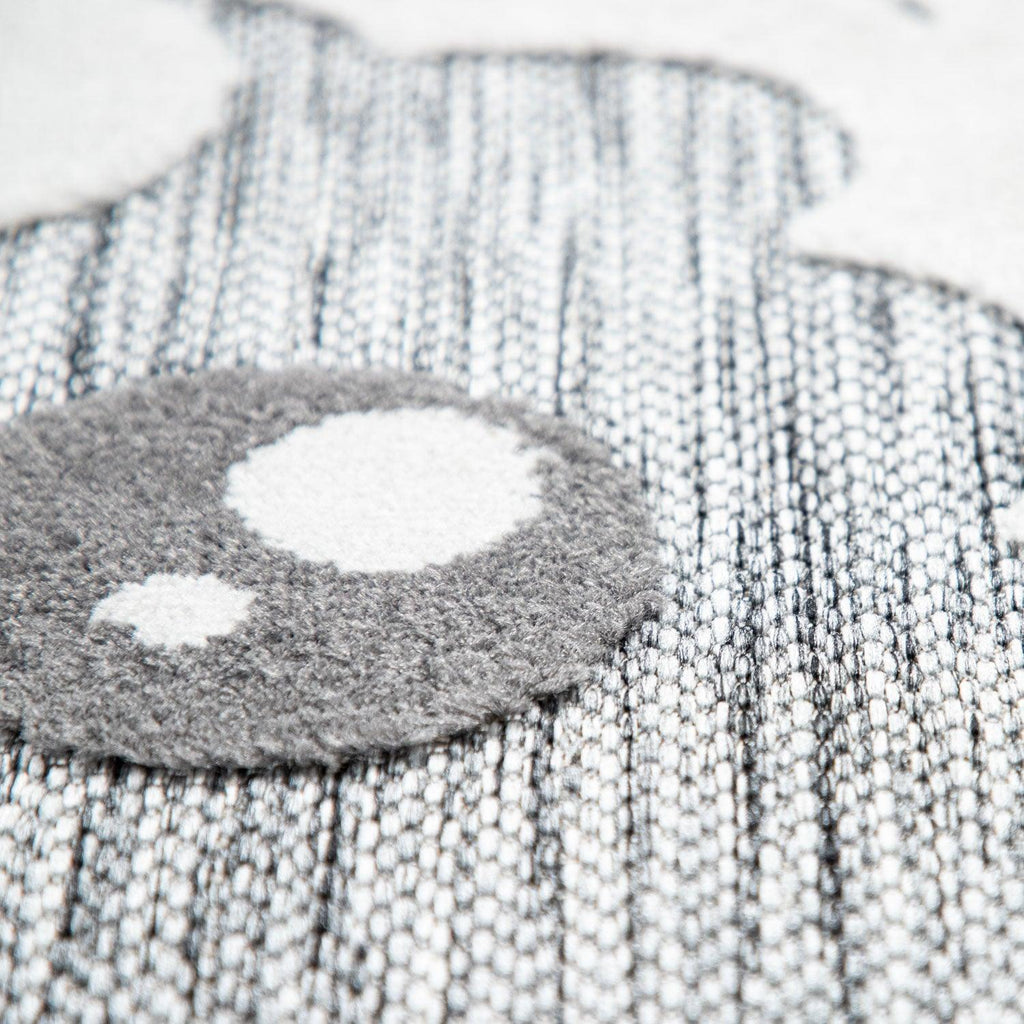 Kids Rug Tweet Round Play Mat Llama Motif in Mottled Grey