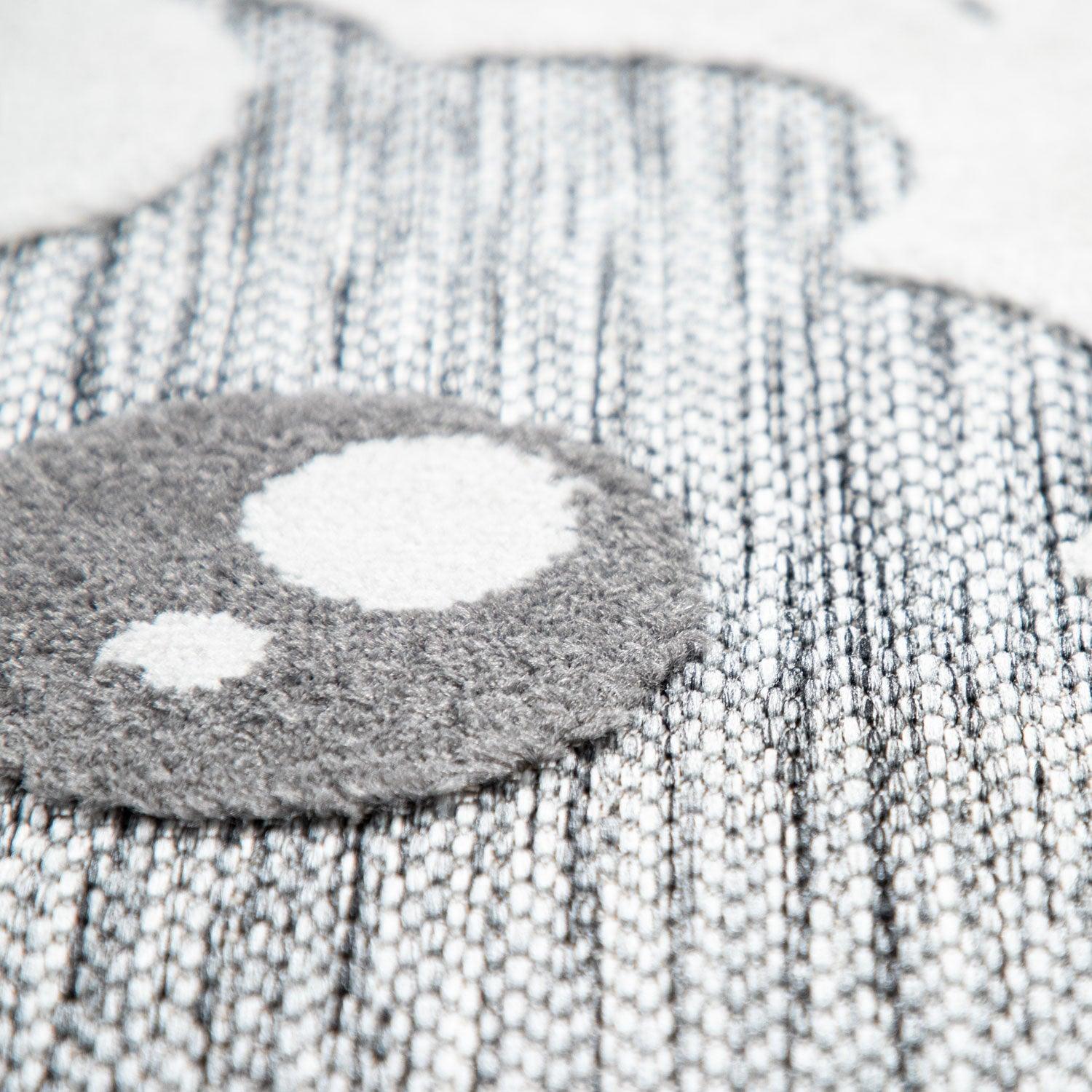 Kids Rug Tweet Round Play Mat Llama Motif in Mottled Grey