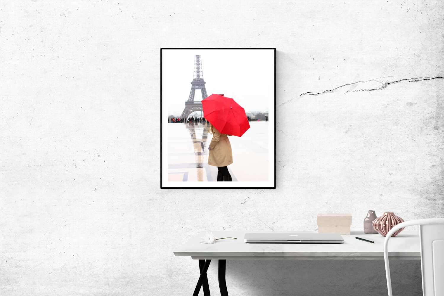 Girl in Paris with the Red Umbrella