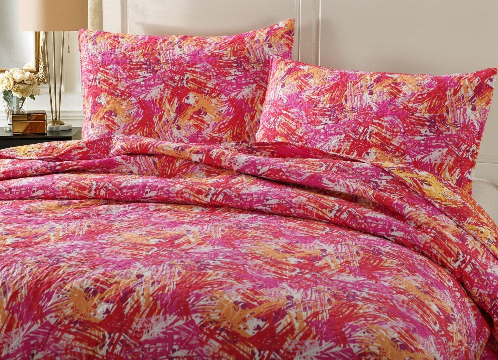 Lovely Pop of Colors Quilted Bedspread Set – Lightweight (KBJ1625)