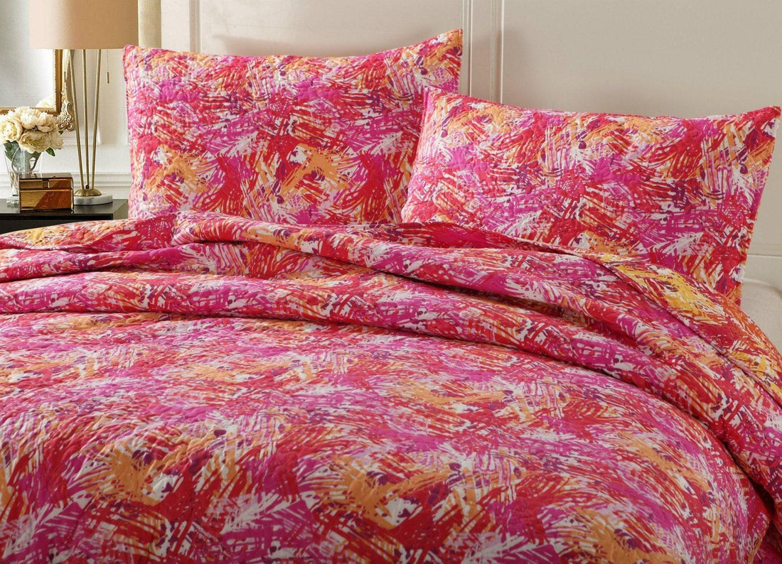 Lovely Pop of Colors Quilted Bedspread Set – Lightweight (KBJ1625)